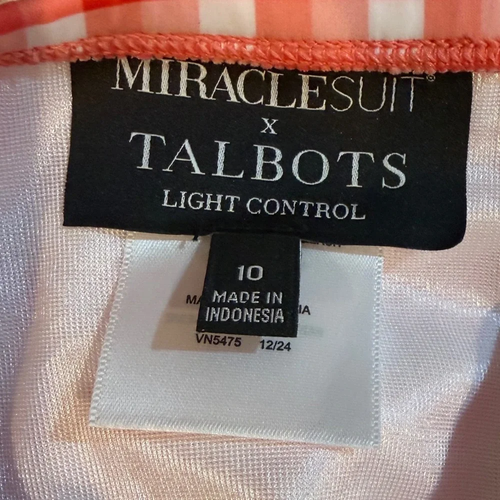 Miraclesuit x Talbots Red Gingham High Waist Bikini Bottoms Light Control 10 NEW